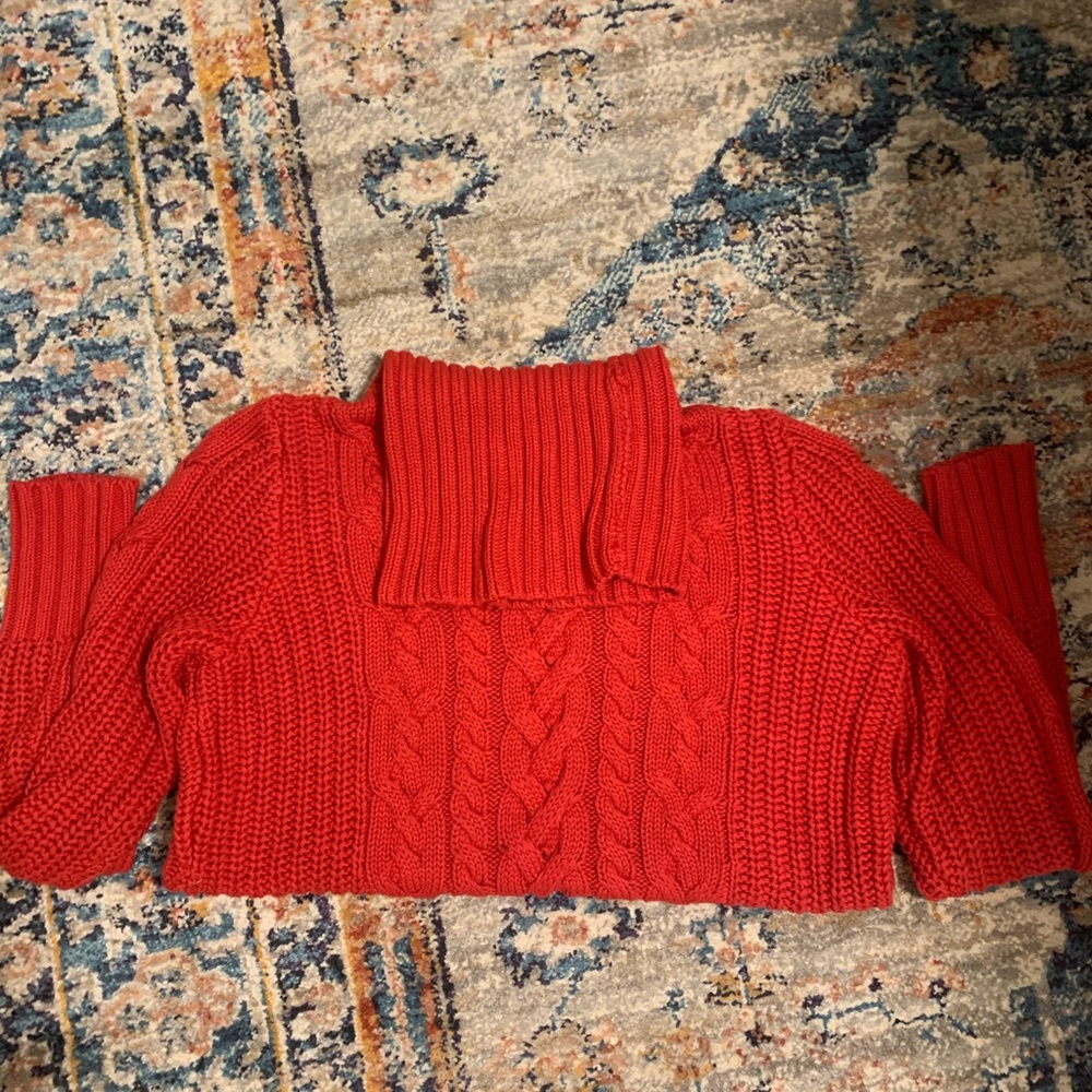 Gap Red Chunky Knit Turtleneck Sweater